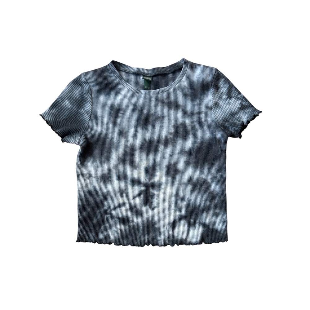 Wild Fable Womens Tie Dye Waffle Knit Crop Top Lettuce Edge Size M